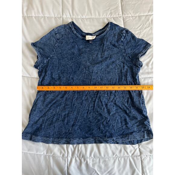 Universal thread blue slit open back short sleeve 100% cotton‎ T-shirt - Picture 2 of 5